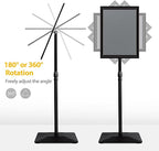 VAIIGO 3 Packs Heavy Duty Pedestal Poster Sign Stand, 11"x17" Adjustable Floor Standing Sign Holder with 6.6Lbs Solid Steel Base for Vertical and Horizontal View Sign Displayed Stands, Black