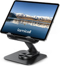 Lamicall Adjustable iPad Stand for Desk - [Ultra-Slim Foldable][360°Rotation] Tablet Stand with Heavy-Duty Base, Tablet Holder for 4.7-13" Devices, 2025 iPad Pro Air Mini, Kindle, iPhone 17 Pro Max
