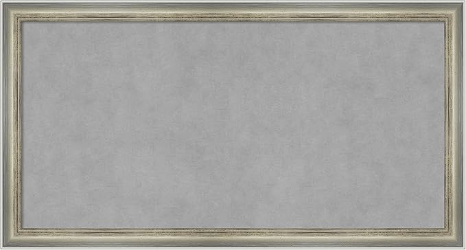 Amanti Art Silver Framed Magnetic Board 14x26 Small Vision Board for use with Magnets, 100% Metal Sheet to Display Items as Office Decor or for Home Organization in mudroom, Kitchen or Kids Room
