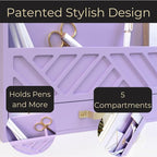 BLU MONACO Purple Mail Organizer Countertop | Wooden Desk Storage with Drawer | Mail Sorter & Bill Holder for Desk | Farmhouse Desktop Organizer with Basket for Home, Office & Kitchen