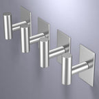 VAEHOLD Wall Towel Hooks, Heavy Duty Sticky Holder Waterproof Towel Hooks for Hanging Coat, Clothes, Closet Hook Wall Mount for Kitchen (Silver, 4 Pack) | Heavy Duty, Sticky Holder, Waterproof, Towel Hooks, for Hanging Coat, Clothes