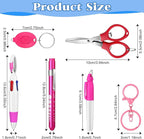 24 pcs Nurse Pen Set Include Permanent Marker Pen Pen Lights for Nurses Retractable Ballpoint Pen Nursing Keychain Clip Foldable Scissors LED Flashlight Keychain for Nurses (Blue Green Pink Purple)