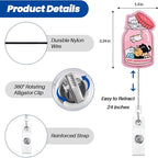 Anti Depressants Funny Cat Nurse Badge Reel, Cute Pink Retractable ID Card Badge Holder with Alligator Clip, Name Tag Medical Badge Buddy for Nurse Psychiatrist Psychotherapist Medical Staff Cat Lover