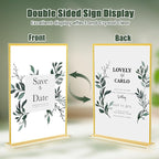 Acrylic Sign Holder 8.5 x 11,9 Pack Clear Sign Holder Double Sided Gold Table Menu Vertical Desktop Display Stand Paper Flyer Holder Tabletop Sign Holder Suitable for Restaurants, Office, Store,Hotels