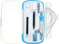PATIKIL Geometry Precision Tool Set, 11 Pcs Geometry Set Compass Tool with Shatterproof Storage Box Rulers Math Compass Kit for Math Drafting Supplies, Sky Blue(Style 2)