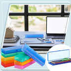 Fainne 24 Pcs Plastic Pencil Case Bulk Pencil Boxes Plastic Stationery Case Frosted Pen Box Pen Holder with Hinged Lid Snap Closure for Office(Single Layer,Assorted Colors,7.09 x 2.36 x 0.98 Inch)