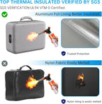 ENGPOW 5200°F Fireproof Document Bag with Lock, Upgraded Heat Insulated Fireproof＆Waterproof Box 8 Layers Document Organizer, Portable Home Travel Safe Storage Box for Important Files, Laptop, Silver