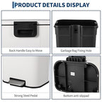 Takywep 8 Gallon Brushed Stainless Steel Trash Can with Soft-Close Lid, 3.2/5.3/8/13.2 Gallon Smudge-Resistant Compact Garbage Bin for Kitchen, Bathroom, Office - Black & White