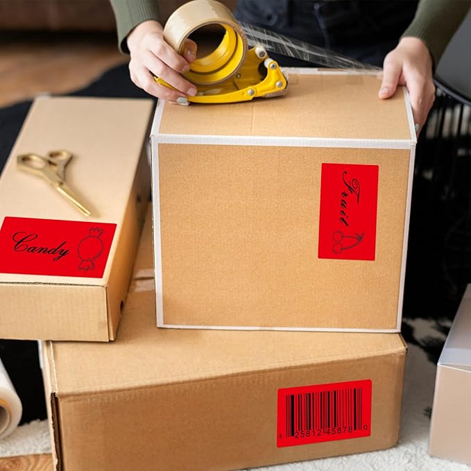3×5 Inch Red Removable Thermal Labels,Waterproof Thermal Label,240 Sheets per Roll with Perforated Lines