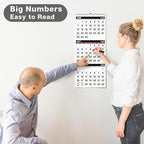 Dunwell 3-Month Wall Calendar 2026, Large Monthly Hanging Calendar with Big Bold Numbers, Easy to Read from a Distance, Use to Dec 2026, For Office or Home, 11x26 Open, Ships Folded