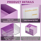 Marbrasse Desk Organizer with 3 Drawer, Multi-Functional Pencil Pen Holder, Desk Organizers and Accessories with 4 Compartments,Desktop Organizer Storage for Office Home Art Supplies (Purple)