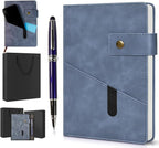 vfaejll A5 Lined Leather Journal Notebook,Hardcover Journal Set with Pen and Gift Box,100Pages 100gsm Thick Ruled Paper Daily Diary for Men Women School,Travel,Business,Work,Writing 5.9" X 8.4"