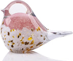 WUBIANJIE Hand Blown Glass Bird Statue Collectible Animal Art Paperweight, Living Room Bedroom Bookshelf Coffee Table Small Ornaments Shelf Home Decoration (Pink)