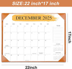 Desk Calendar 2026 – 18-Month Desktop Calendar from Jan 2026 to Jun 2027, for Office, School & Home Use – Large Teacher Desk Calendar 22x17 (Brown)