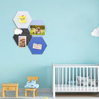Uoisaiko 12" Large Bulletin Board with 15 Push Pins, Pack of 4 Hexagon Felt Pin Board Notice Boards for Home Office, Felt Wall Tiles for Photos Memos (Blue Grey)