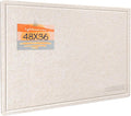 Lightomorrow Large Bulletin Board - 48 x 36 Inches, Decorative Felt Pin Board for Wall - 4' x 3' Foldable Photo Display Board with Self-Adhesive Tape, Includes 20 Push Pins - Oatmeal