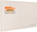 Lightomorrow Large Bulletin Board - 48 x 36 Inches, Decorative Felt Pin Board for Wall - 4' x 3' Foldable Photo Display Board with Self-Adhesive Tape, Includes 20 Push Pins - Oatmeal