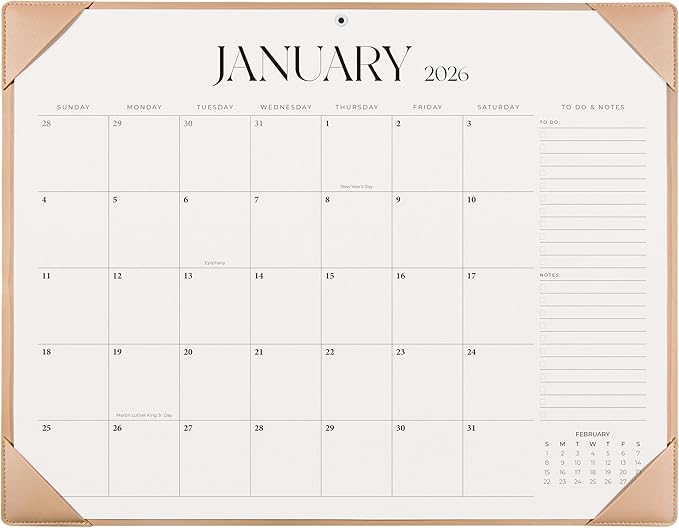 Simplified Desk Calendar 2026-2027 with Desktop Mat, Large Desk Pad Calendar from January 2026 to June 2027, 22 x 17 Inch, Desk Blotter Calendar for Home Office and School, Easy Planning, Apricot