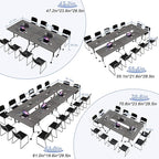 Conference Table Flip Top Mobile Conference Room Tables,Folding Conference Table with Wheels,Large Meeting Training Seminar Table Saving Space for Office Classroom(8C,61'')