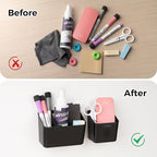 loukin Magnetic & Adhesive Dry Erase Marker Holder with Divider, 1 Small + 1 Mini, Magnetic Storage Organizer for Whiteboard or Refrigerators (Black)