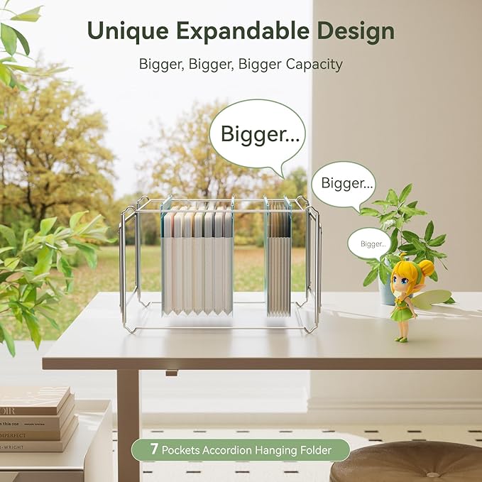 EcoStash Wheat Straw Expanding Hanging File Folders,1.2" Accordion Pockets,File Organizer,Large Capacity,Letter Size for Filing Cabinet, 100% BPA Free, Return to Nature, Healthy Living-Lavender purple
