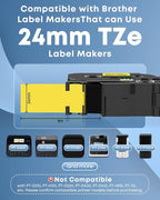 COLORWING TZe-651 24mm Yellow Label Tape Replacement for Brother P Touch TZ-651 1 Inch Black on Yellow TZ Tape 24mm 0.94 Laminated Work with Brother PT-D600 D610 P710BT Refills, 3-Pack