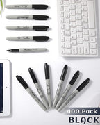 Thenshop 400 Pack Black Permanent Markers Bulk - Fine Point Permanent Marker Quick Drying Waterproof Pens for Doodling Writing Marking Classroom Work on Wood Metal Stone Glass, Office School Supplies