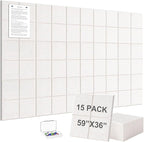 G Gamit Large Felt Wall Tiles Bulletin Board 59”x36”,Large Cork Board Alternative with 60 Pushpins, 15-Pack Felt Pin Board with 112 Safe Removable Adhesive Tabs for Home Office School (Oatmeal)