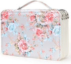 Vomgomfom Colored- 200 Slots Pencil Holder with Zipper Closure Twill Fabric Large Capacity Pencil Case for Watercolor Pens or Markers, Organizer for Artist (Gray Rose)