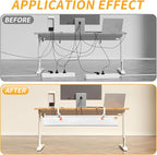 SUREUP9 No Drill Under Desk Cable Management Tray, 36" Cord Organizer with Clamp, Fabric Cable Management for Standing Desks, Ideal for Home & Office - White