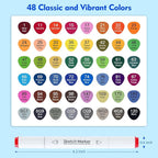 HOMESILMO-48 Color Double Head Alcohol Marker Set, Fine Chisel, Dual Effect Design, Art Marking, Professional Painting Marking, Adult Coloring Book | Coloring Marking | Painting |, Artist Set.