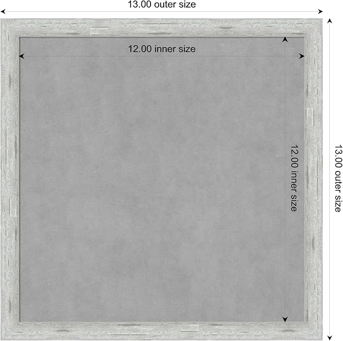 Amanti Art Silver Framed Magnetic Board 13x13 X-Small Vision Board for use with Magnets, 100% Metal Sheet to Display Items as Office Decor or for Home Organization in mudroom, Kitchen or Kids Room