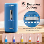 AFMAT Electric Pencil Sharpener, Fully Automatic Pencil Sharpener, Auto in & Out, Rechargeable Hands-Free Sharpeners for Jumbo & Colored Pencils (6.5-12mm), Portable for Home/Classroom/Office PSC2