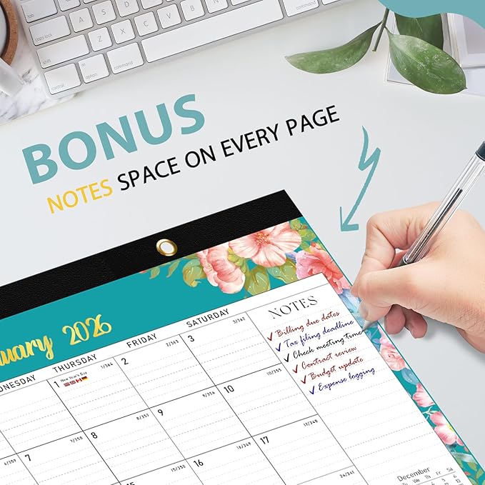 2026 Desk Calendar, Large Desktop/Wall Monthly Calendar (Jan. 2026 - Jun. 2027) 17'' x 12'' School Year Desk Planner for Teacher Family School Office Supplies