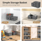 ZFTMRR Plastic Storage Basket with Lids, Stackable Small Box Bins for Organizing and Containers for Shelves Drawers Desktop Closet Playroom Pantry Classroom Office Home, 8 Pack 10.2x7.2x4.1 Inch, Gray
