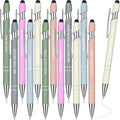 Zonon 12 Pcs Inspirational Pens Bulk Funny Ballpoint Pen with Stylus Tip Motivational Gifts for Valentine's Day Teacher Coworkers Nurse School Office Supplies(Morandi,Motivational Style)