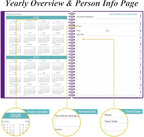 Daily Planner 2026 Full Page Per Day- 2026 Daily & Monthly Planner from January 2026 to December 2026, Day Planner 2026 with 12 Months Tabs, 8.5" x 11", Purple