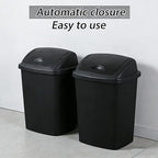 Uumitty 4-Pack Swing Top Wastebasket, 8 Gallon, Black, Modern Plastic Garbage Bin for Kitchen, Bathroom, Garage and Workspace, Fits 8 Gal Liners
