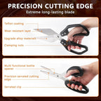 2-Piece Kitchen Scissors (1 Heavy-Duty Poultry Shears + 1 Chicken Bone Scissors) Stainless Steel Cooking Shears, Multi-purpose Kitchen Shears for Meat, Fish, Vegetables and Poultry