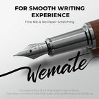 WEMATE Fountain Pen Set, Fine Nib with 20PCS 2.6MM Ink Cartridges(10 Black&10 Blue),1 Ink Converter, Nice Luxury pen for Men, Women, Cool Wooden Fountain Pen for Writing, Journaling, Calligraphy