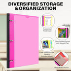 WOT I Telescoping Project Organizer, Refillable Binder with Dividers and Pockets, 13 Pocket Folders, 1 Inch 3 Ring Binder, Pink