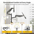 monTEK Dual Monitor Mount Tall Monitor arms for 2 Monitors for 17 to 35 Inch Curved Screen Holds 35 Lbs Adjustable Heavy Duty Monitor Desk Mount Cable Management, VESA 75/100mm, MA1007PBK-D