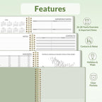SUNEE 2026 Daily Planner,4-Person Group Appointment Book with Quarter-Hourly Layout. Weekly & One-Page-Per-Day Format, Jan to Dec 2026, 8.5"x11",Weekly Planner, Flexible Cover, Note Pages, Bookmark, Black,Sage Green