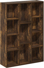 Furinno LUDER Book Shelf, 11-Cube Bookshelf, Reversible Bookcase, 9.4 x 29.1 x 41.7, for Living Room, Bedroom, Home Office, Amber Pine