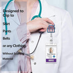 Badge Reel Retractable Band ID Clip I Want to Leave AMA Acrylic Badge Clip Name Badge Accessory for Nurses Office Workers Teachers Students Women Men