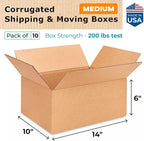 Medium Moving & Shipping Boxes 14x10x6 inches (10-Pack) - Extra Strength 200 lb vs Regular - Corrugated Cardboard Boxes for Delivery - Box for Shipping - Packing Box for Shipping by IDL Packaging