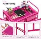 GLACER 10 Drawer Rolling Cart, Storage Cart with Lockable Whieels & Metal Frame, Trolley for Art Craft Oganizer, Mobile Utility Cart for Office, School, Classroom, Kitchen (Hot Pink)