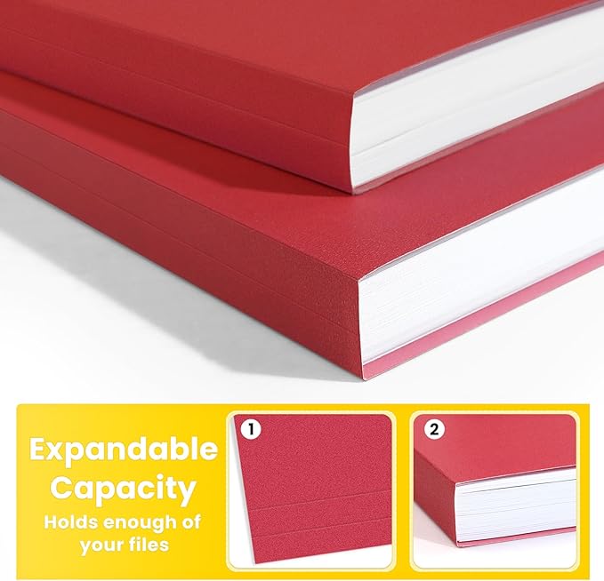 SUNEE File Folders, 30 Pack Manilla Folders 8.5 x 11, Colored File Folder Home Office School Supplies for Documents Files Paper, Red