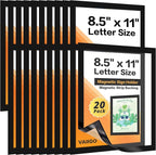 VAIIGO 20-Pack Magnetic Sign Holders 8.5 x 11 - Magnetic Frames for Fridge & Metal Surfaces - File/Document/Paper Holders, Picture & Poster Display Frames for Home, Office, Store