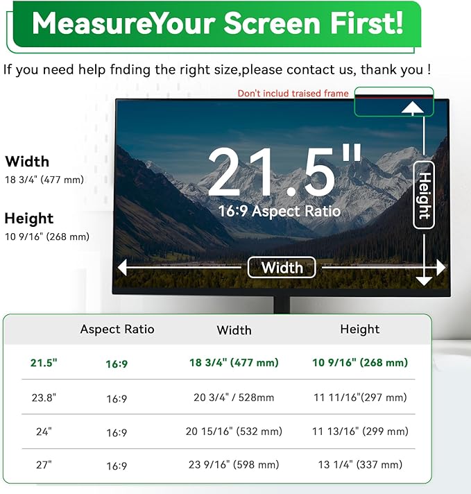 [2 Pack] Magnetic Hanging 21.5 in Computer Anti Blue Light Screen Protector for16:9 Aspect Ratio Widescreen Monitor, Eye Protection Anti-Glare Light LED PC Screen Protector, Removable 21.5in Protective Film